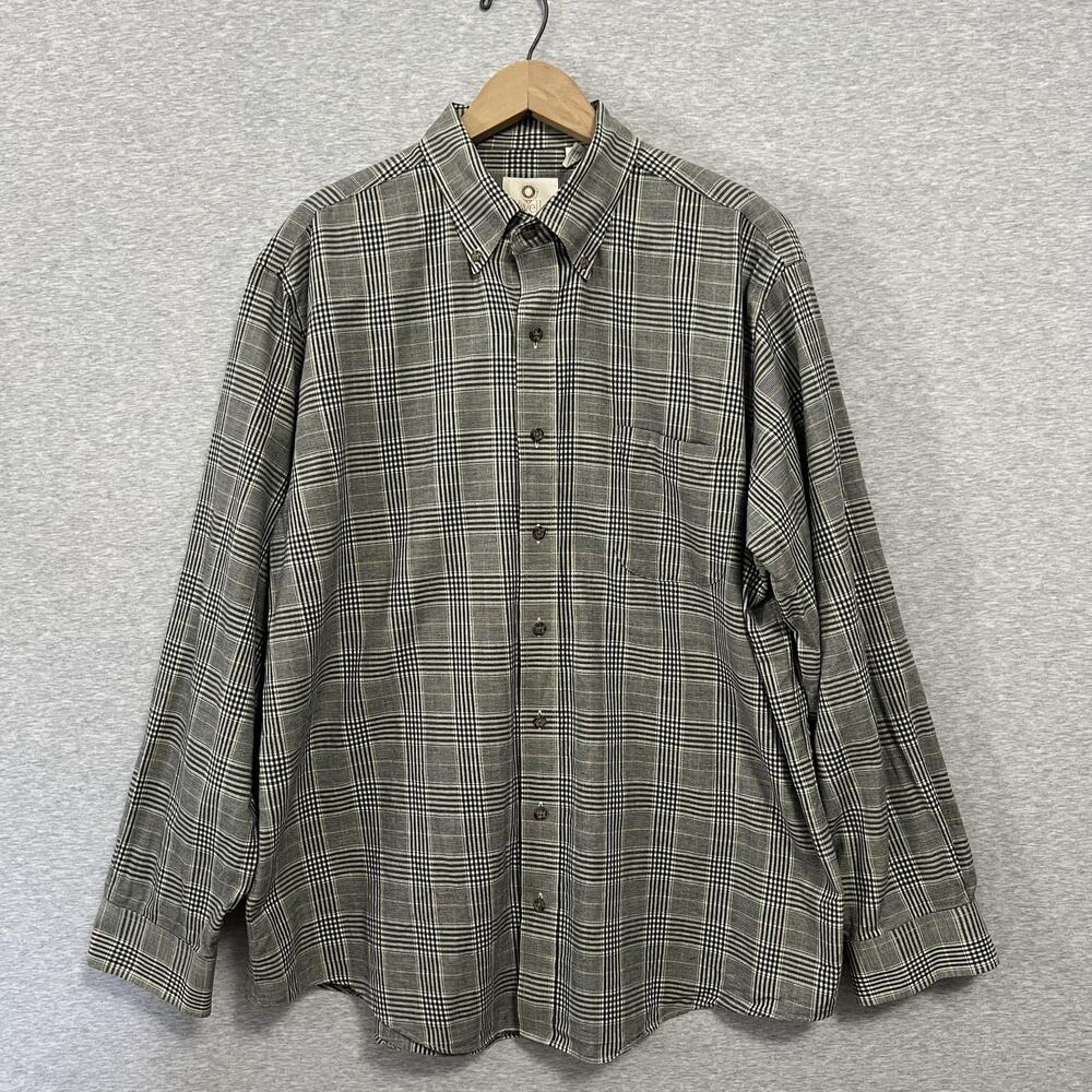 Vintage Viyella Shirt Mens XL Glen Plaid Wool‎ Cotton Button Down Classic Dress